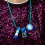 Teal And Blue Mirrored Statement Geometric Necklace, thumbnail 1 of 4