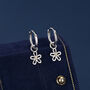 Sterling Silver Daisy Flower Charm Hoop Earrings, thumbnail 5 of 12