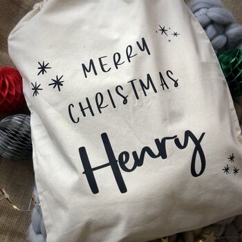 Personalised Merry Christmas Large Cotton Sack, 2 of 2