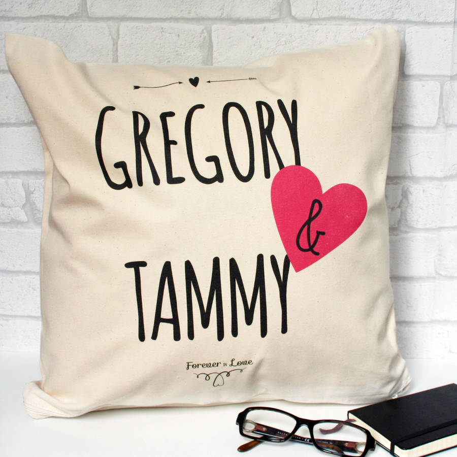 Personalised Forever In Love Cushion Cover By Personalised Penguins