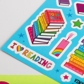 Reading And Books A5 Vinyl Sticker Sheet, 4 of 9