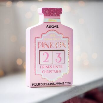 Custom Pink Sparkle Gin Christmas Countdown, 4 of 4
