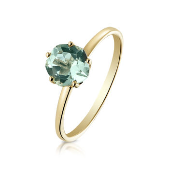 Yellow Gold And 6mm Green Amethyst Ring, 2 of 3
