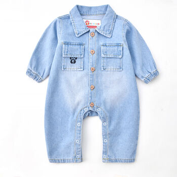 Monkey Denim Romper Babies And Toddlers, 4 of 8