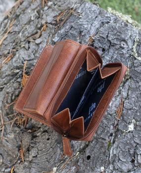 Women's Luxury Oiled Leather Small Trifold Purse Rfid Protected Personsalised, 6 of 6