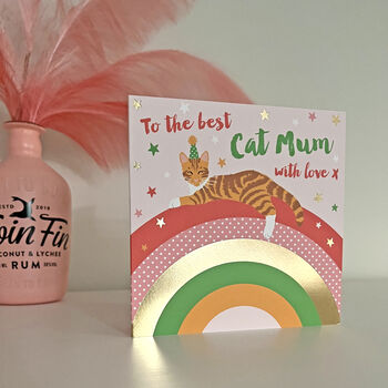 Over The Rainbow Best Cat Mum Birthday Card, 2 of 2