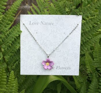 Pink Primrose February Birth Flower Necklace, 3 of 4