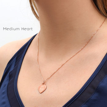 Personalised 18ct Rose Gold Plated Heart Charm Necklace, 2 of 9