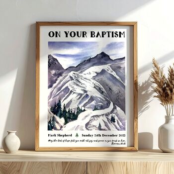 Personalised Baptism Gift Print For Adults, Mountain Christian Keepsake, 11 of 11