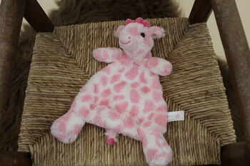 Embroidered Soft Blue Giraffe Comforter Toy, 7 of 7