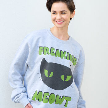 Freaking Meowt Women's Halloween Cat Sweatshirt, 2 of 4