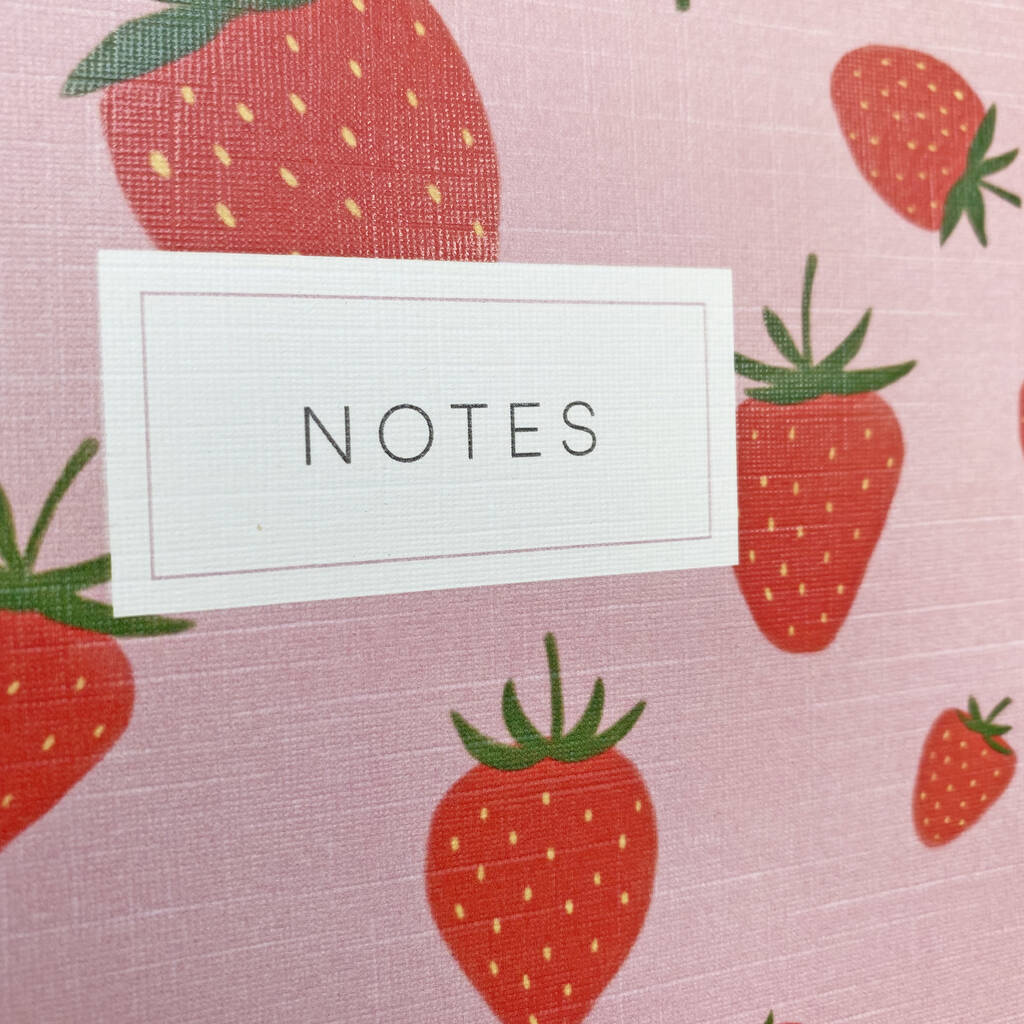 A5 Lined Notebook Strawberry Design By Lizzie Chancellor