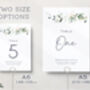 Wedding Table Numbers Green And Gold Leaf, thumbnail 3 of 4