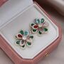Monaco D’or Gold Pavé Trefoil Flower Charm Stud Earrings, thumbnail 1 of 5