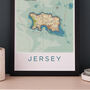 Framed And Personalised Jersey Map Print, thumbnail 4 of 8
