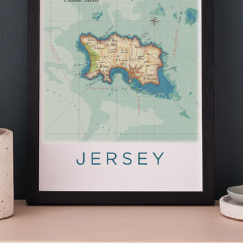 Framed And Personalised Jersey Map Print, 4 of 8