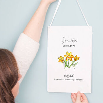 Birth Flower Personalised Water Colour Hanging Print, 7 of 12
