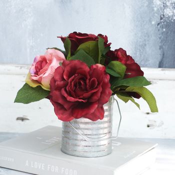 Red Rose Bouquet In Zinc Vase, 3 of 9