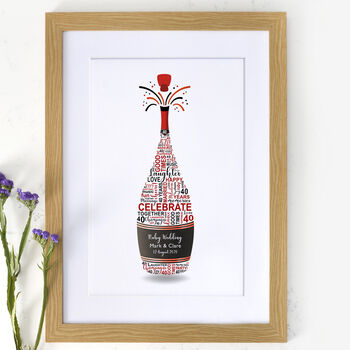 Personalised Ruby Anniversary Champagne Word Art, 4 of 9
