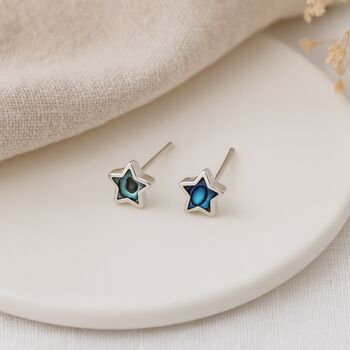 Sterling Silver Paua Shell Star Micro Stud Earrings – 4mm, 8 of 8
