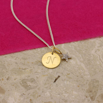 Personalised Gigi Solid 9ct Gold Initial Disc Pendant, 6 of 7