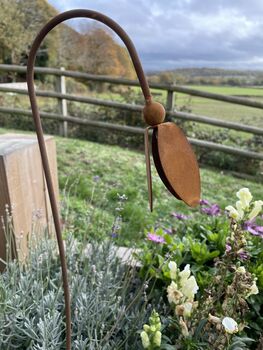 Decorative Plant Stakes Snowdrop And Bluebell Supplied Bare Metal Ready To Rust, 6 of 8