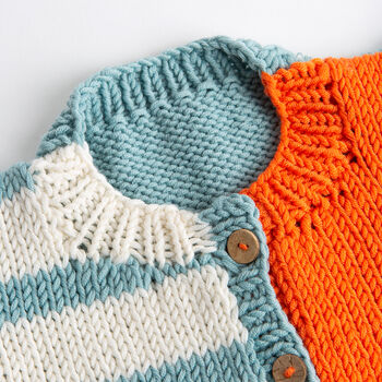 Toddler Colour Block Cardigan Easy Knitting Kit, 7 of 10