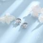 Sterling Silver Cz Leaf Huggie Hoop Earrings, thumbnail 1 of 11