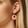 Orange And Cream Stripey Circular Earrings, thumbnail 2 of 6