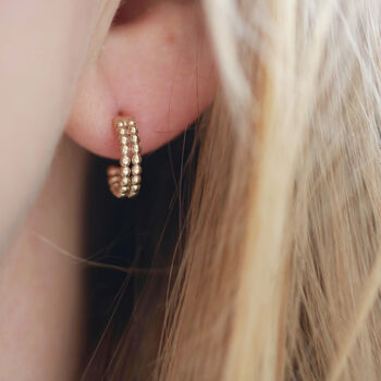 9ct Gold Tiny Hoop Earrings Huggie Earrings, 4 of 12
