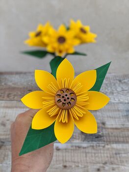 Origami Paper Sunflower With Leaves, 8 of 10