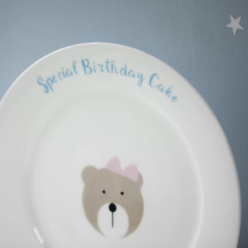 Personalised Happy Birthday Bear Bone China Plate, 2 of 4
