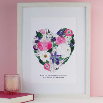 Personalised Floral Heart Print For Mum, 5 of 9
