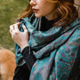 Turquoise Vintage Butterfly And Tassel Pashmina Scarf, thumbnail 2 of 3