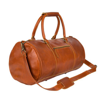 Personalised Buffalo Leather Classic Duffle In Tan, 4 of 9