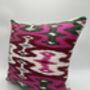 Square Ikat Silk Cushion Watermelon Weave, thumbnail 6 of 8