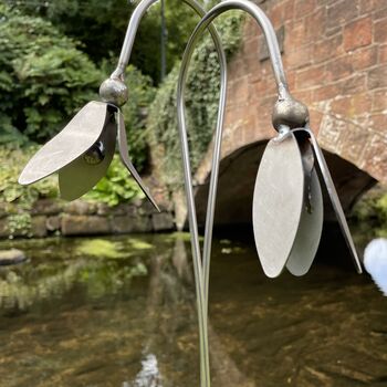 Decorative Plant Stakes Snowdrop And Bluebell Supplied Bare Metal Ready To Rust, 8 of 8