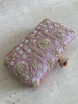 Dark Pink Handcrafted Rectangular Clutch Bag, 3 of 10