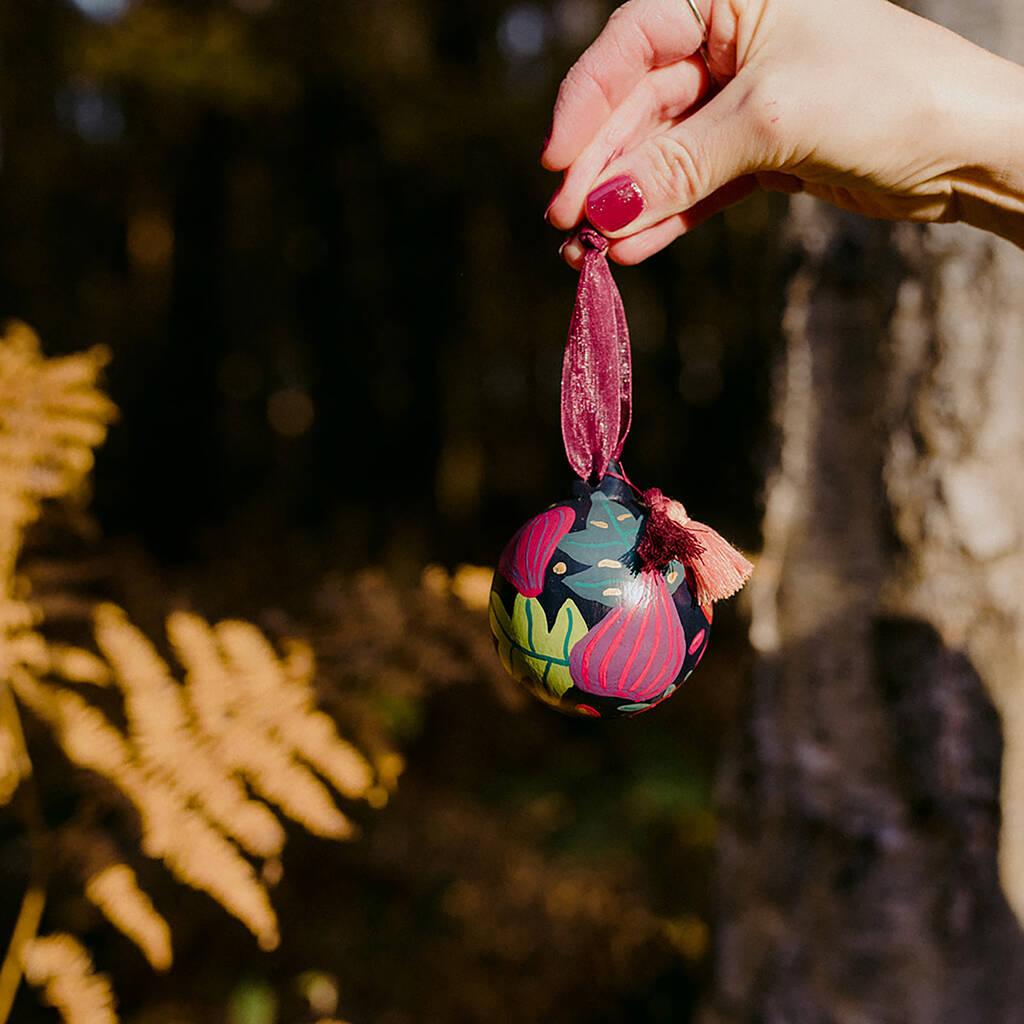 Botanical Fruits Christmas Ceramic Bauble By Laura Barnes