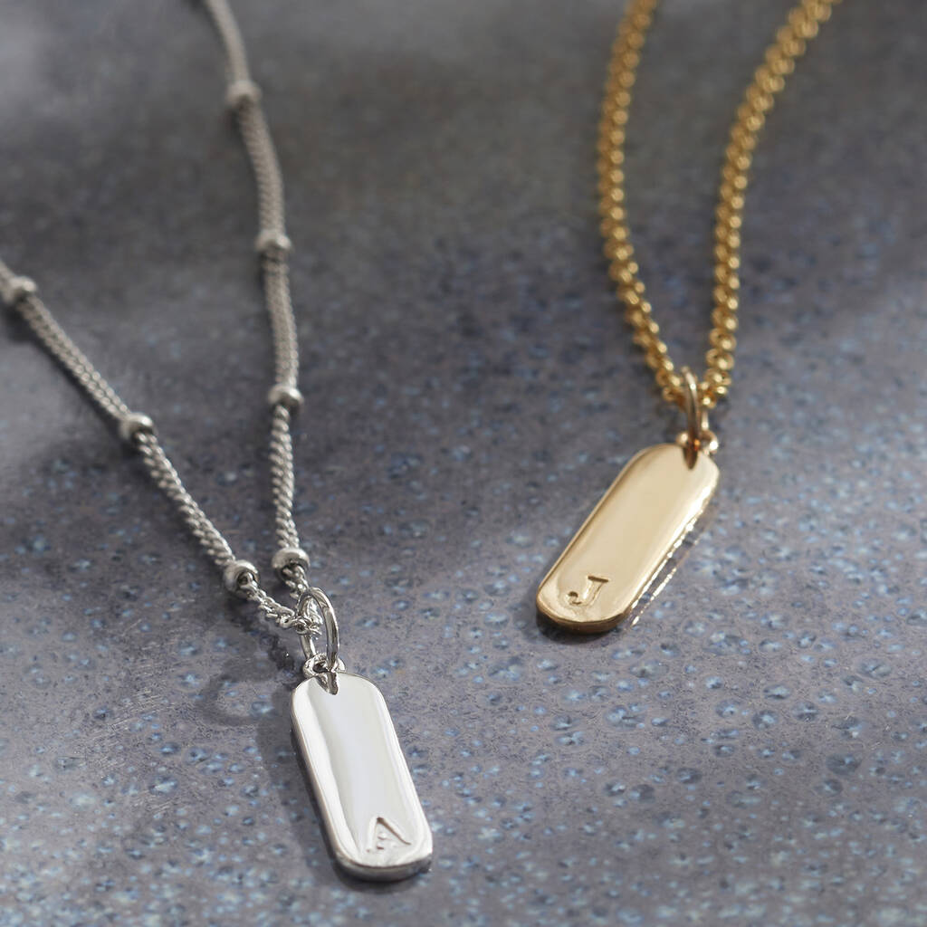 Initial Bar Necklace In Silver Or Gold Vermeil By Muru ...
