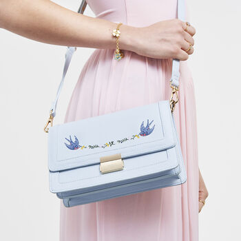 Blue Bird Embroidered Foldover Bag, 3 of 9