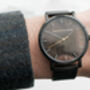 Classic Black Stainless Steel Unisex Wood Watch, thumbnail 3 of 8