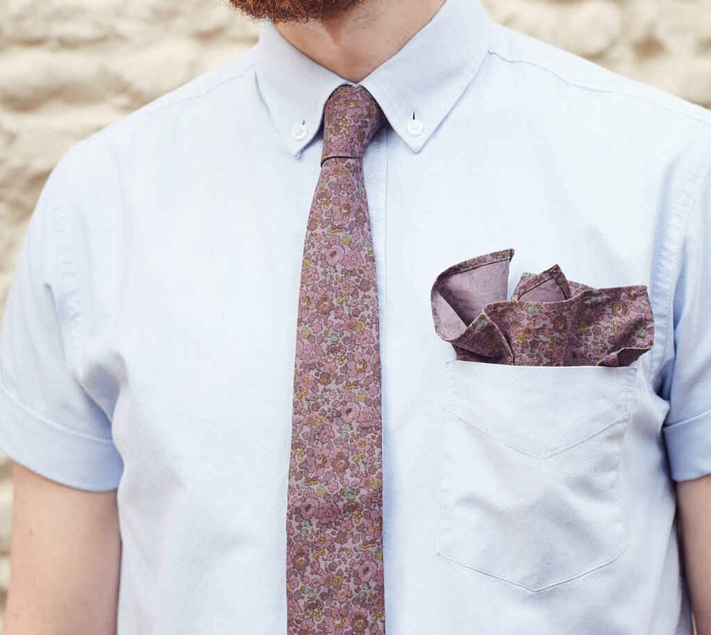 Mens Purple Floral Print Slim Tie, 1 of 8
