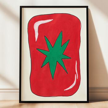 Wavy Tomato Art Print – Hand Drawn Abstract Fruit Illustration And Kitchen Wall Art, 3 of 6