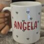 Personalised Ceramic Mug With Name And Heart Pattern, thumbnail 3 of 3