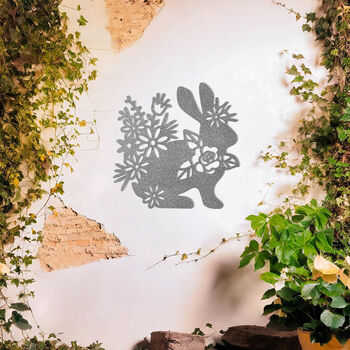 Floral Bunny Metal Wall Art For Garden Decor And Rabbit Lovers, 10 of 10