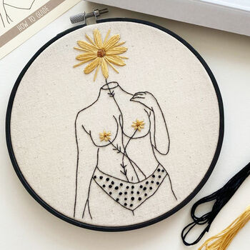 'She Is Beauty' Floral Female Figure Embroidery Kit, 4 of 6