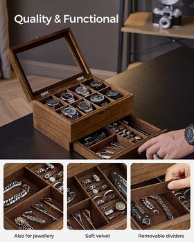 Eight Slots Solid Wooden Watch Case Box With Pillows, 2 of 7