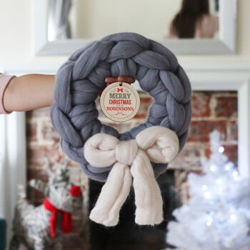 Handmade Personalised Chunky Knit Wreath, 3 of 5