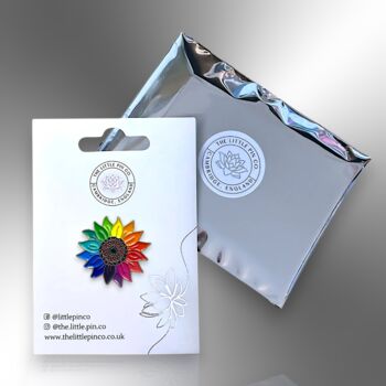 Rainbow Sunflower Enamel Lapel Pin Badge, Botanical Floral Brooch, Lgbtqia+ Awareness, Jewellery Gifts, 5 of 8